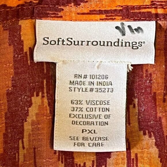 Soft Surroundings Ikat Print V-Neck Sequins Embellished 3/4 Sleeve Boho Tunic XL - Picture 4 of 6